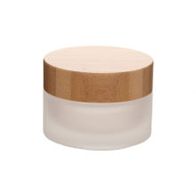 Empty Frosted Glass Cream Jars For Facial Cream Cosmetic Packing Jars With Natural Wood Lid